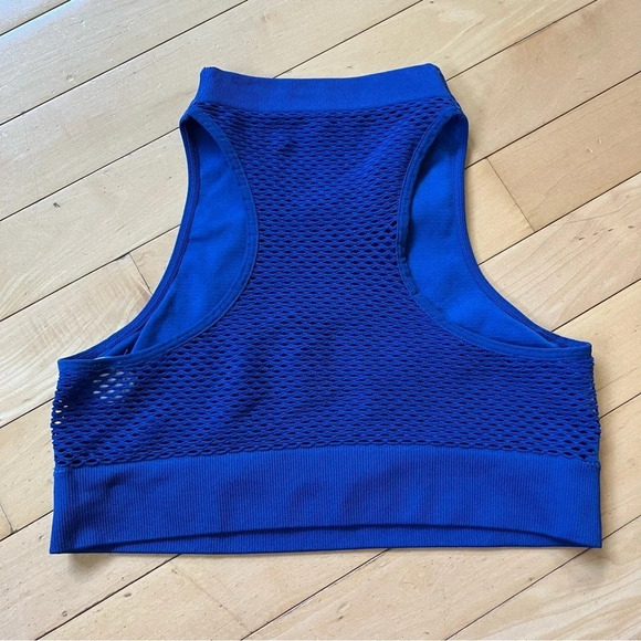 Aerie Women’s M Blue Mesh Comfort Unpadded Seamless Racerback High Neck Bralette - Picture 2 of 6